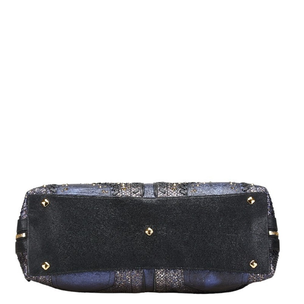 Mcm Handbag Studs Leather Python Bag Shoulder Bla… - image 3